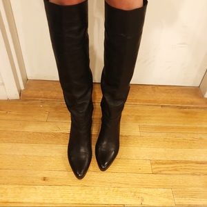 PRADA Black Over Knee Napa Leather Boots 41 11